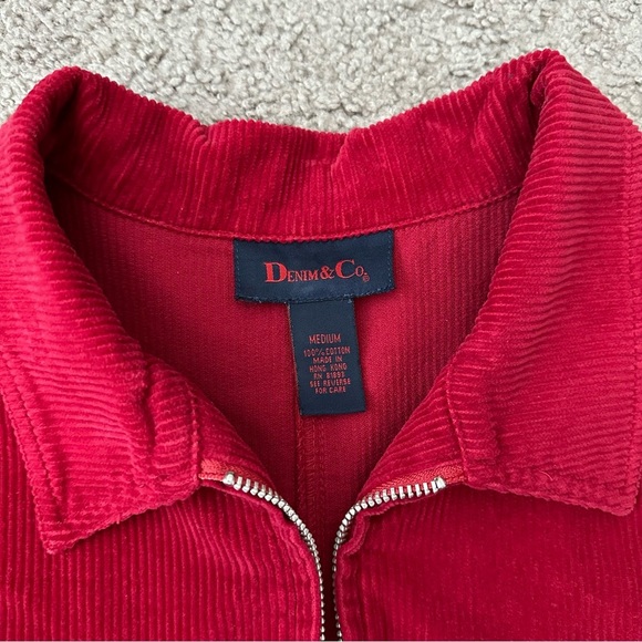 Denim&Co Shacket Womens Size M Red Corduroy Cotton - Picture 8 of 10
